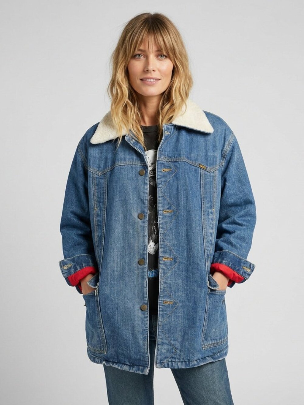 Vintage Chore Jacket 1970s Storm Rider Lee Unisex Sherpa Lined Denim Barn Coat